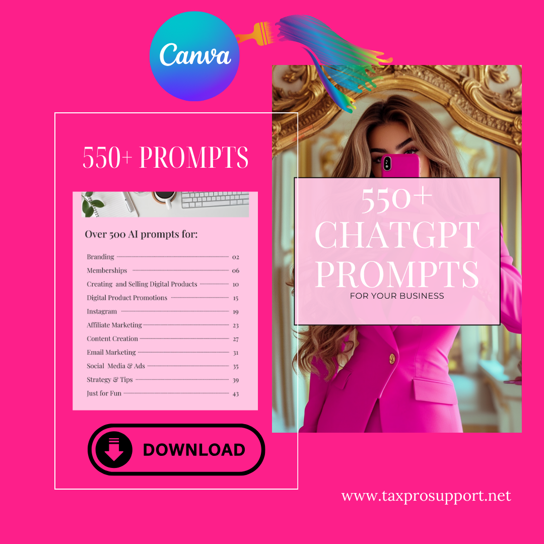 550+ CHATGPT PROMPTS FOR YOUR BIZ Template